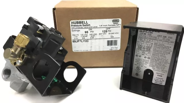SS3J2-WB Pressure Switch 125 PSI Furnas 69mb7ly2c , 69jf7ly2c 4 Port