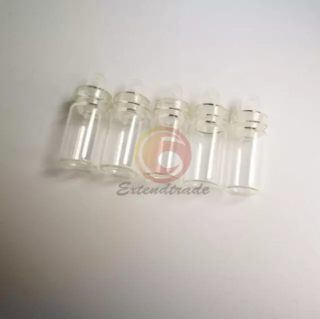 NEW 10x 1ml Bottle Empty Sample Vials Clear Glass Bottles with Plastic Lid Small 3
