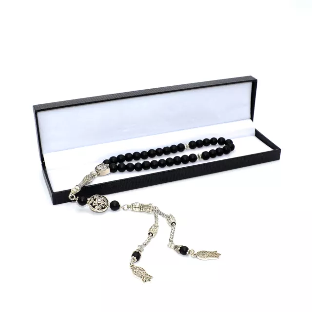 Black Matte Onyx Stone Prayer Beads (8 mm-33 Beads) Tesbih-Tasbih-Tasbeeh-Misbah