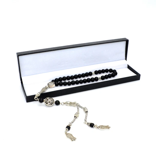 Black Matte Onyx Stone Prayer Beads (8 mm-33 Beads) Tesbih-Tasbih-Tasbeeh-Misbah