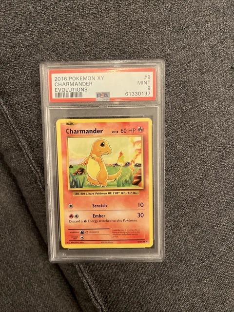 Charmander Pokemon PSA REVERSE HOLO 9/108! Evolutions Base Set Artwork Glumanda