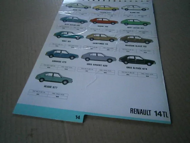 Catalogue  pub auto prospectus catalogue teintier couleur Renault R 14 TL