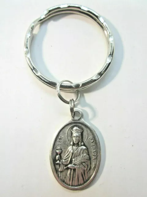 St Barbara Medal Italy Key Ring Gift Box & Prayer Card