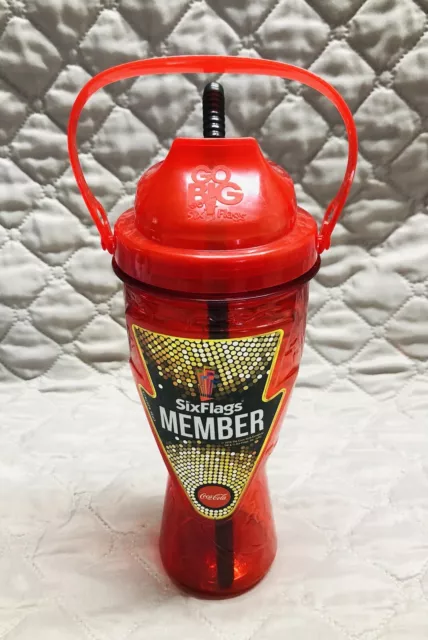 Six Flags Member Red Tumbler Refillable Bottle Cup / Coca Cola/collectible