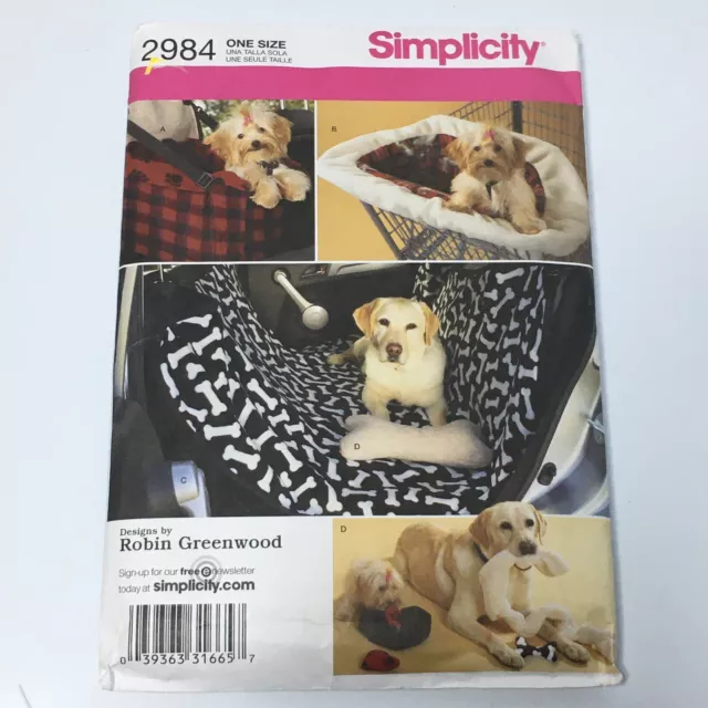 Dog Bed Car Seat Dog Toys Cart Cover Pet  Sewing Pattern UNCUT Simplicity s2984