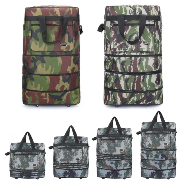 Expandable Rolling Duffle Bag Wheeled Luggage Foldable Suitcase Collapsible