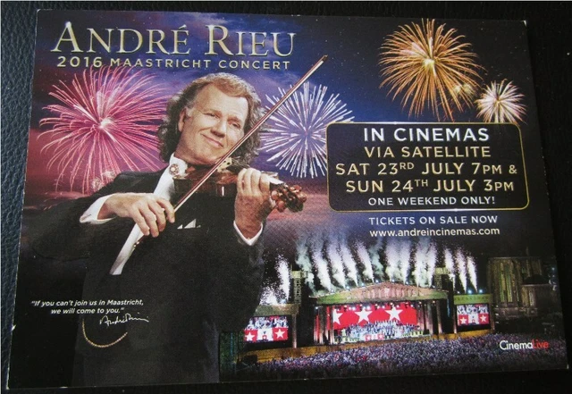  ANDRÉ RIEU 2016 Maastricht Concert In Cinemas, GB Promotionkarte, 15x10 Motiv 