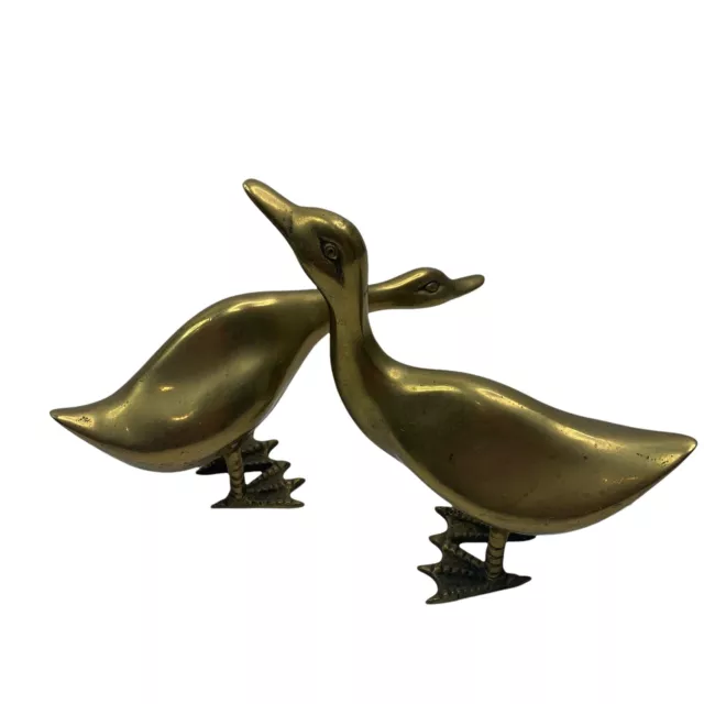 VINTAGE MID CENTURY Modern Brass Ducks Geese Birds Heavy Solid MCM ...