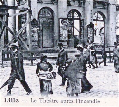 Lille theatre 1904 fire ruins postcard old animated north CPA chtis
