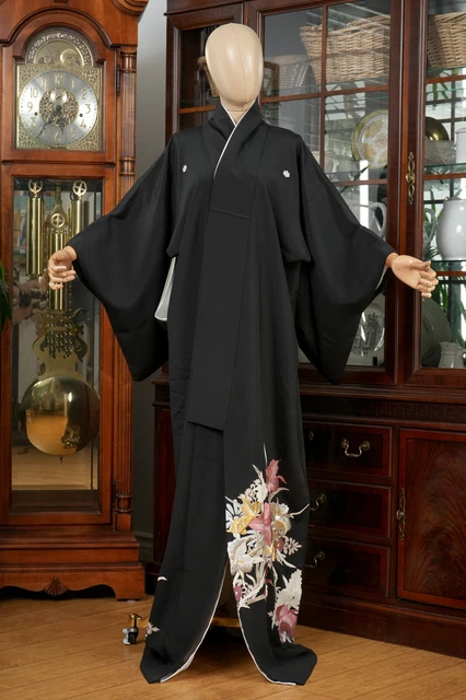 Dear Vanilla Japanese Silk Tomesode Kimono Women's Authentic Japan Vintage Mint
