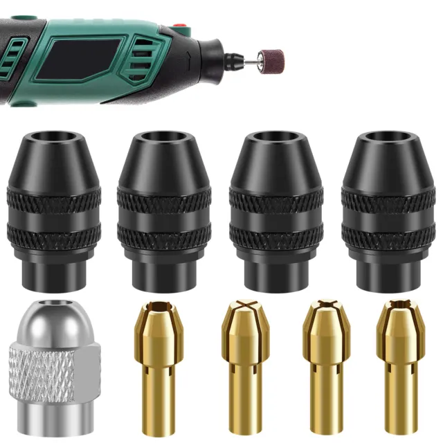 9Pcs Electric Grinder Collet Set Sturdy Drill Chuck Collet Kit 1/32 -1/8inch ☌