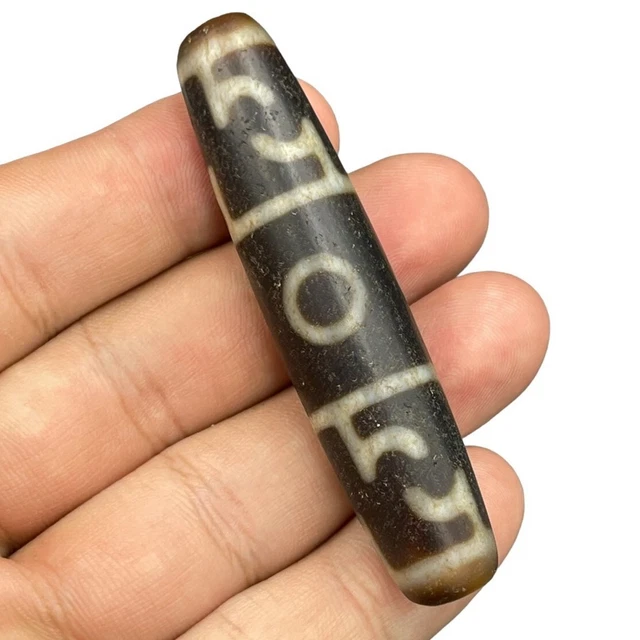 Unique Ancient Indo Tibetan Eyes And Stripes Old Agate Dzi Bead