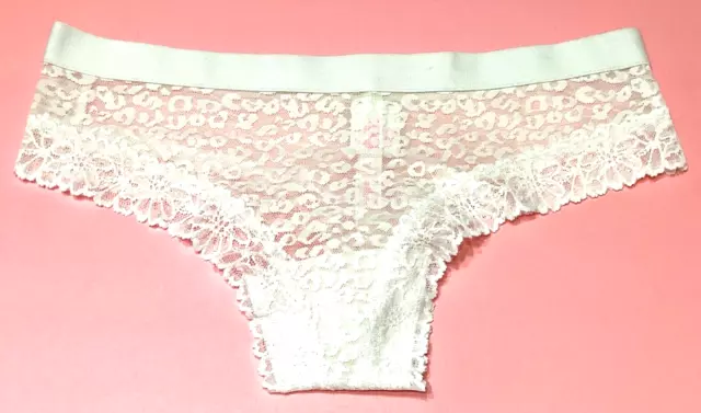 Size M - NWT Victoria's Secret white mesh wide band cheekster panty (c403)