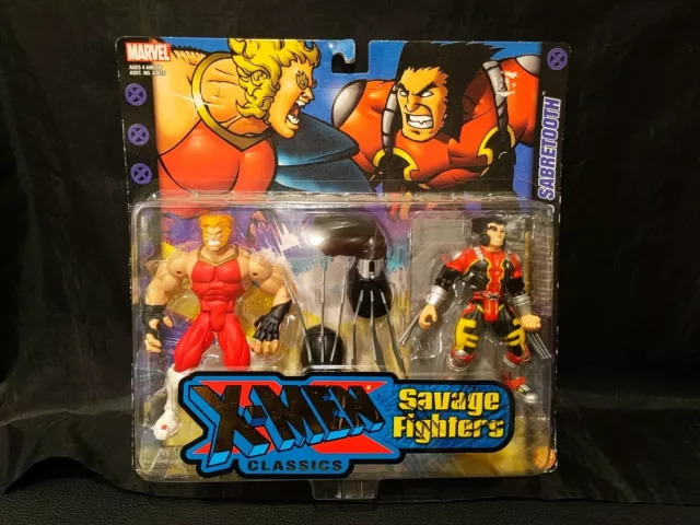 NEW Marvel X-Men Classics Savage Fighters WOLVERINE vs SABRETOOTH 2001 TOYBIZ