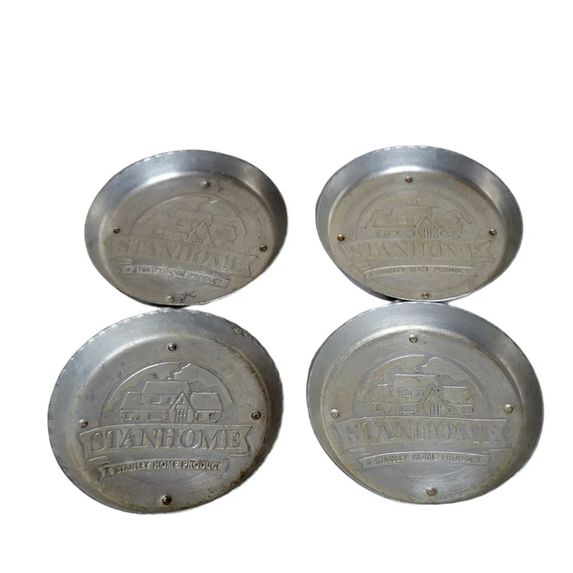 4 Vintage Stanley Home Metal Aluminum Coaster /Ashtray Stanhome. 3"