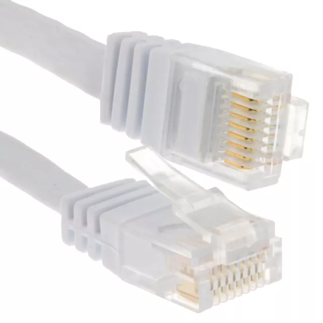 FLAT CAT6 Ethernet LAN Patch Cable Low Profile GIGABIT RJ45  6m WHITE