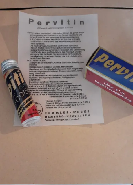 Empty Repro Pervitin Panzer  Box ,Bottle and Leaflet German Wehrmacht Ww2