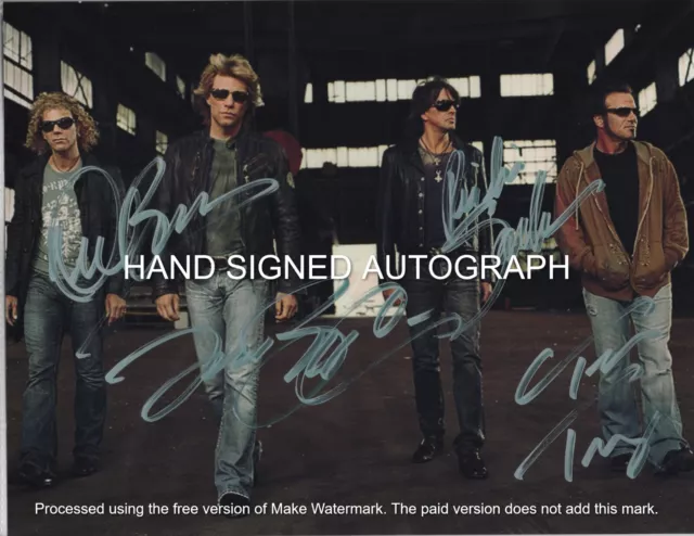 Bon Jovi Band All Members Autographed 8 1/2 X 11 Photo / Coa