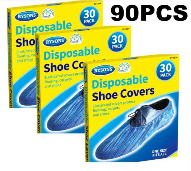 90 Disposable plastic shoe covers Overshoes Carpet Protectors One Size Fits All