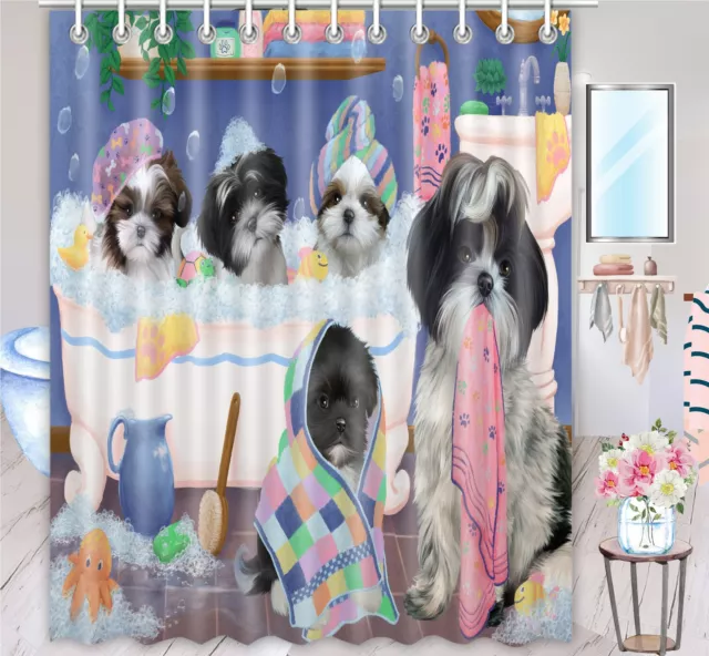 Halloween Shih Tzu Dog Shower Curtain Bathtub Screens Personalized Hooks