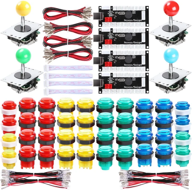 Hikig 4-Player LED Arcade Games DIY Kit, 4X Fighting Joystick + 40x LED Arcade +