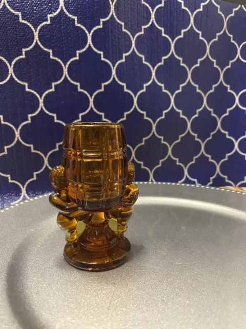 Vintage Amber Mckee Pressed Glass Peek-A-Boo Cherubs Toothpick Holder