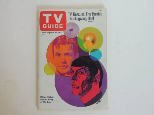 *Original* Nov18 - Nov 24, 1967 TV Guide Magazine Star Trek Shatner Nimoy Cover