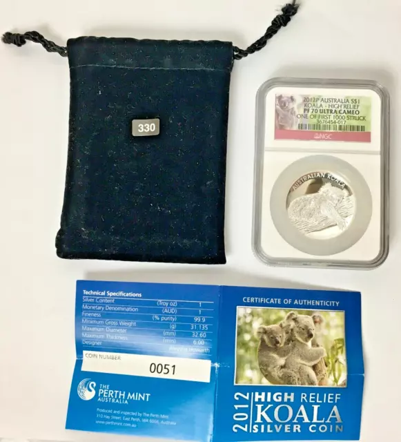 *2012-P NGC PF 70 U.C. AUSTRALIA* 1 of first 1000 "KOALA SILVER $1 HIGH RELIEF" *2012-P NGC PF 70 U.C. AUSTRALIA* 1 of first 1000 "KOALA SILVER $1 HIGH RELIEF"