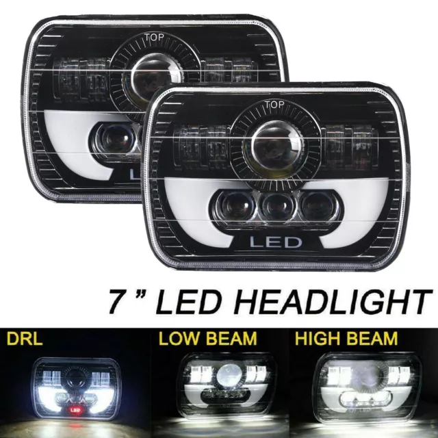 Pair 5x7" 7x6" Square LED Headlights Hi-Lo Beam DRL For Holden Rodeo 1998-2003