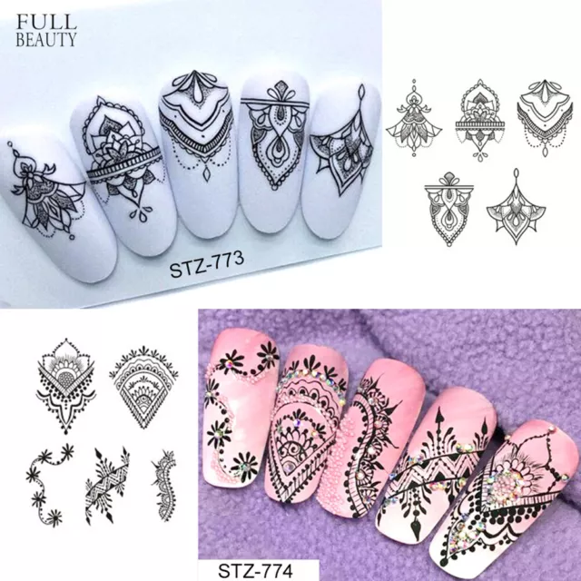 Pegatina de arte en uñas pegatinas flores disfraz patrón diseño marca de agua deslizamiento,
