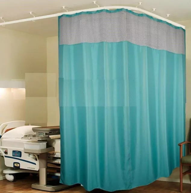 Curtain Green Zig Zag ICU 3 Panel Bed Partition, Hospital (Size: 12 FW x 7 FH)