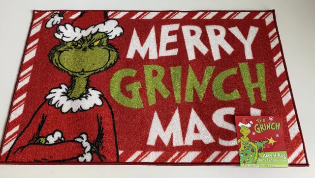Dr. Seuss The Grinch Christmas Holiday Merry Grinchmas Accent Rug 20X32” NEW