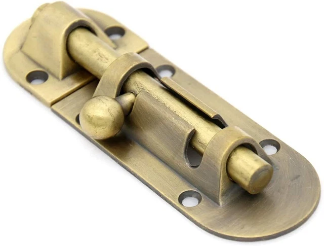 1pcs Antique Brass Barrel Bolt Latch Slide Door Lock with Screws Length 4-in