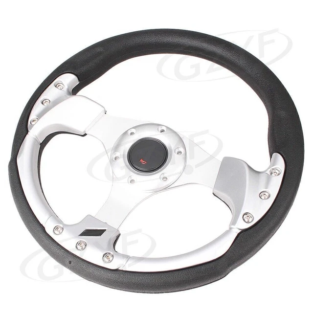 Pulsante Volante Auto Auto & Colpetto Argento 13 Pollici 330mm Lega PVC