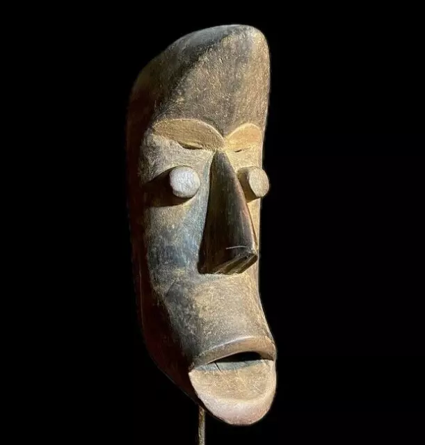 African Tribal Face Mask Wood Hand Carved Vintage Dan Kran Kaogle Mask-8880