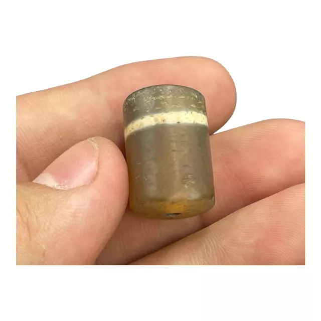 Unique Sassanian Ancient Tibetan Old Etched Agate Single Stripe Dzi Bead Amulet