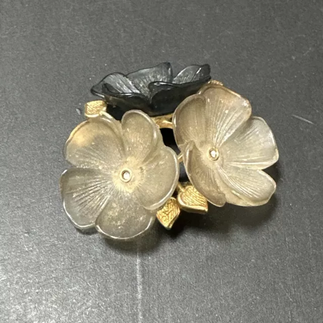 Ancienne Broche En Plaquer Or 18k 750 Art Déco Nouveau créateur Fleurs