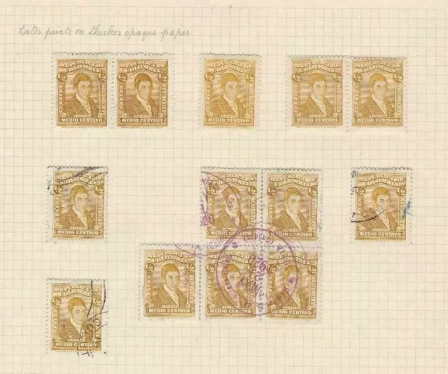 Colombia 1917 Stamps Study On 1 Page Mounted Mint & Used  Ref 5323