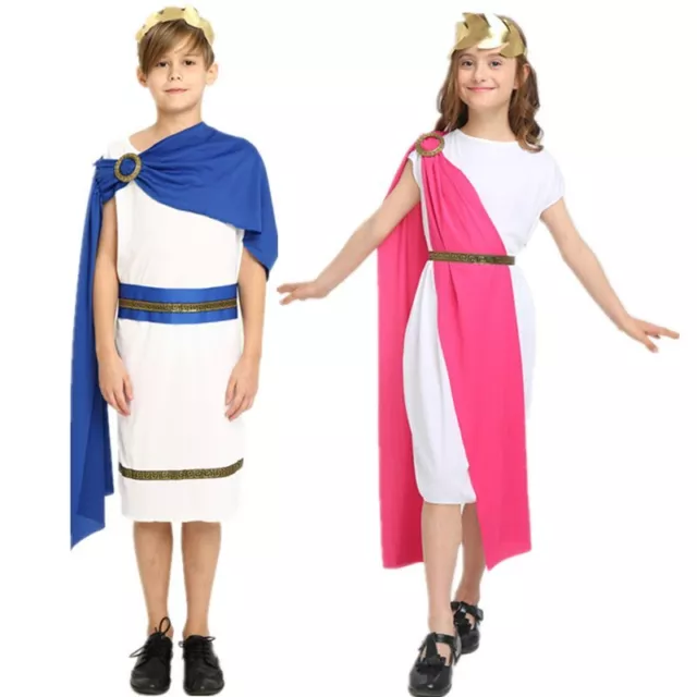 Set Toga Greca Bambini Bambino Ragazzi Ragazze Costume Dea Greca Romana Halloween