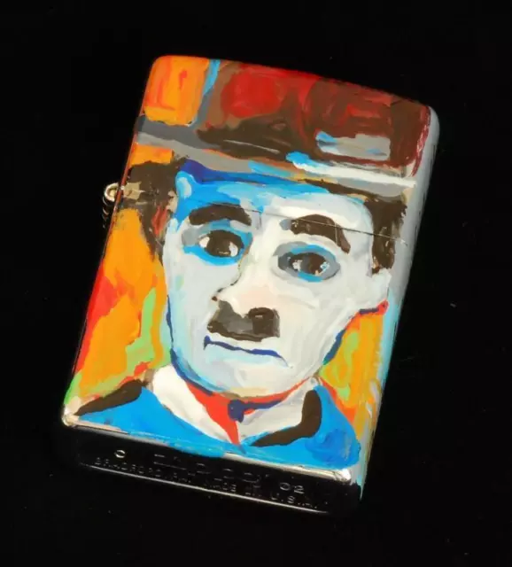 Zippo 2002 Charlie Chaplin by Richard Wallich Oil Lighter Unfired Vintage Rare