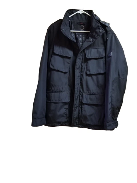 Tumi Tech Four Pocket Stowaway Hood Cargo Jacket Coat Windbreaker Black Size M