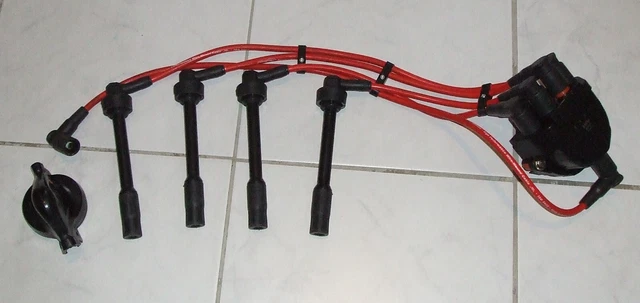 Cavo Di Accensione Bmw M3 E30 Imbracatura Rossa Con Tappo Distributore + Coperchio + Supporto 1A