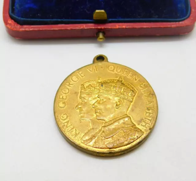 King George VI Coronation Commemorative Medal Antique 1937 Brass