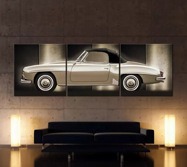 MERCEDES BENZ 190 SL W121 Leinwand Bild B II Sportwagen Wohn Wand Deko Kunst XXL 2