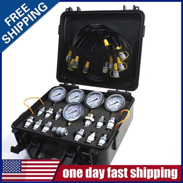 HYDRAULIC PRESSURE GAUGES Test Tool Hydraulic Gauge Kit w/5 Gauges For