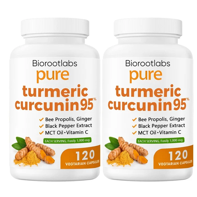 BIOROOTLABS TURMERIC CURCUMIN Supplement 1000mg – 95% Curcuminoids with ...
