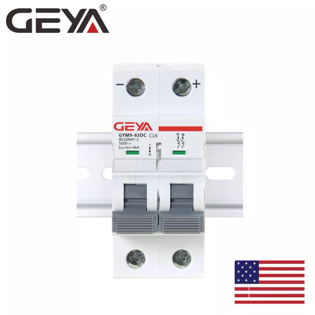 GEYA Solar DC Mini Circuit Breaker 2P MCB 6/10/16/25/32/40/50/63/80/100/125Amp