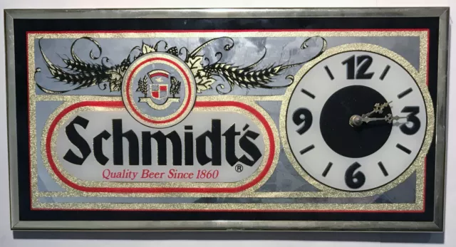 Vintage 1950's Schmidt's Beer Bar Clock Sign