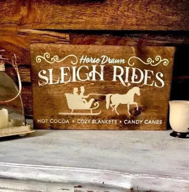 Christmas Sign / Christmas Decor / Sleigh Rides Sign / Rustic Christmas Sign /