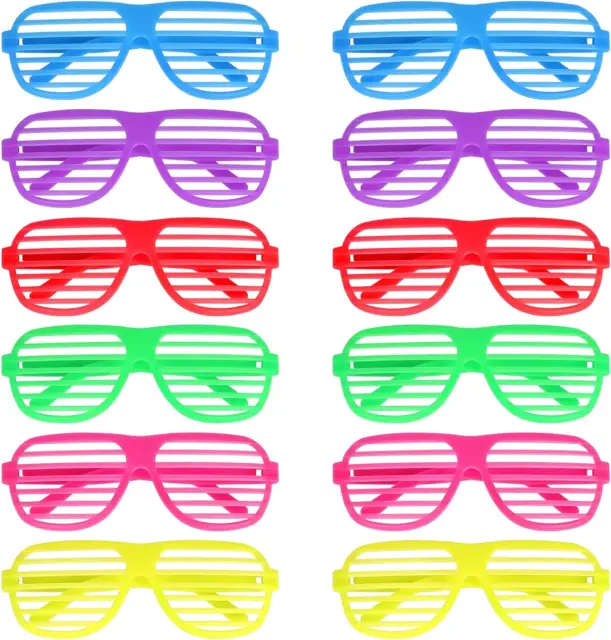 Occhiali da sole BOZILY 12 pz tonalità con otturatore al neon novità occhiali al neon anni '80 festa anni '80